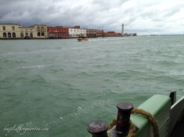 Taking a vaporetto to Murano, an outlying island.