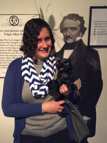 Overcoming my fear of "The Black Cat" in this selfie with Poe's black cat and Poe himself. :)
